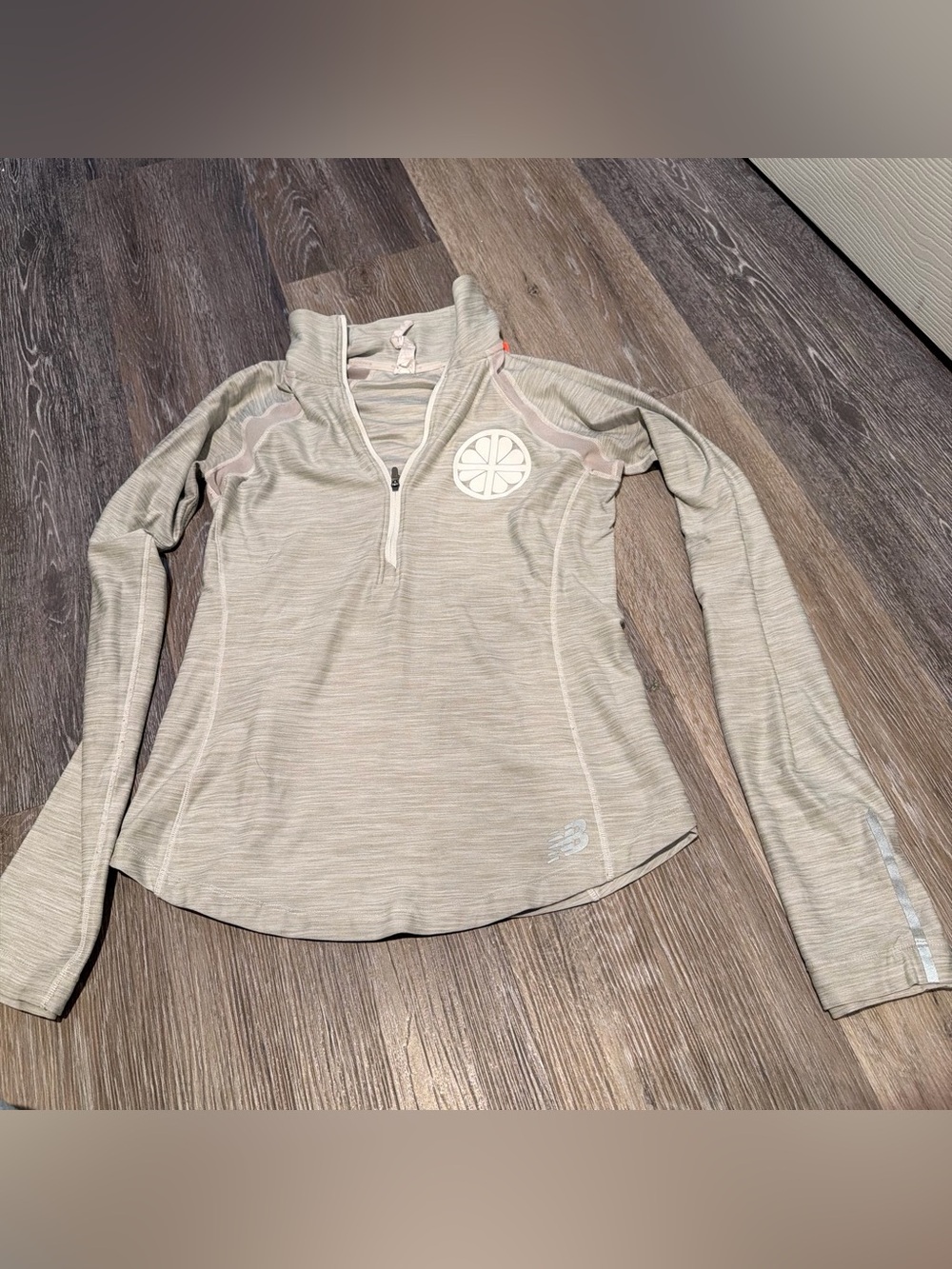 New Balance Beige Long-Sleeve Quarter-Zip Performance Top